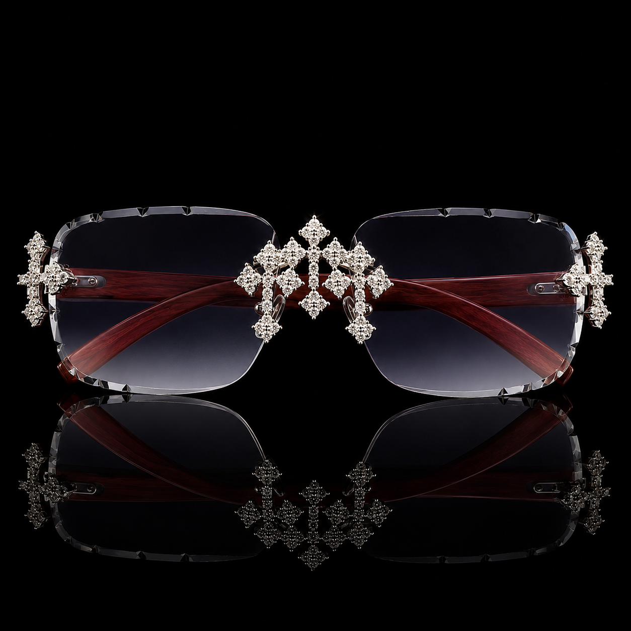 MOISSANITE BOLD CROSS DESIGN SUNGLASSES