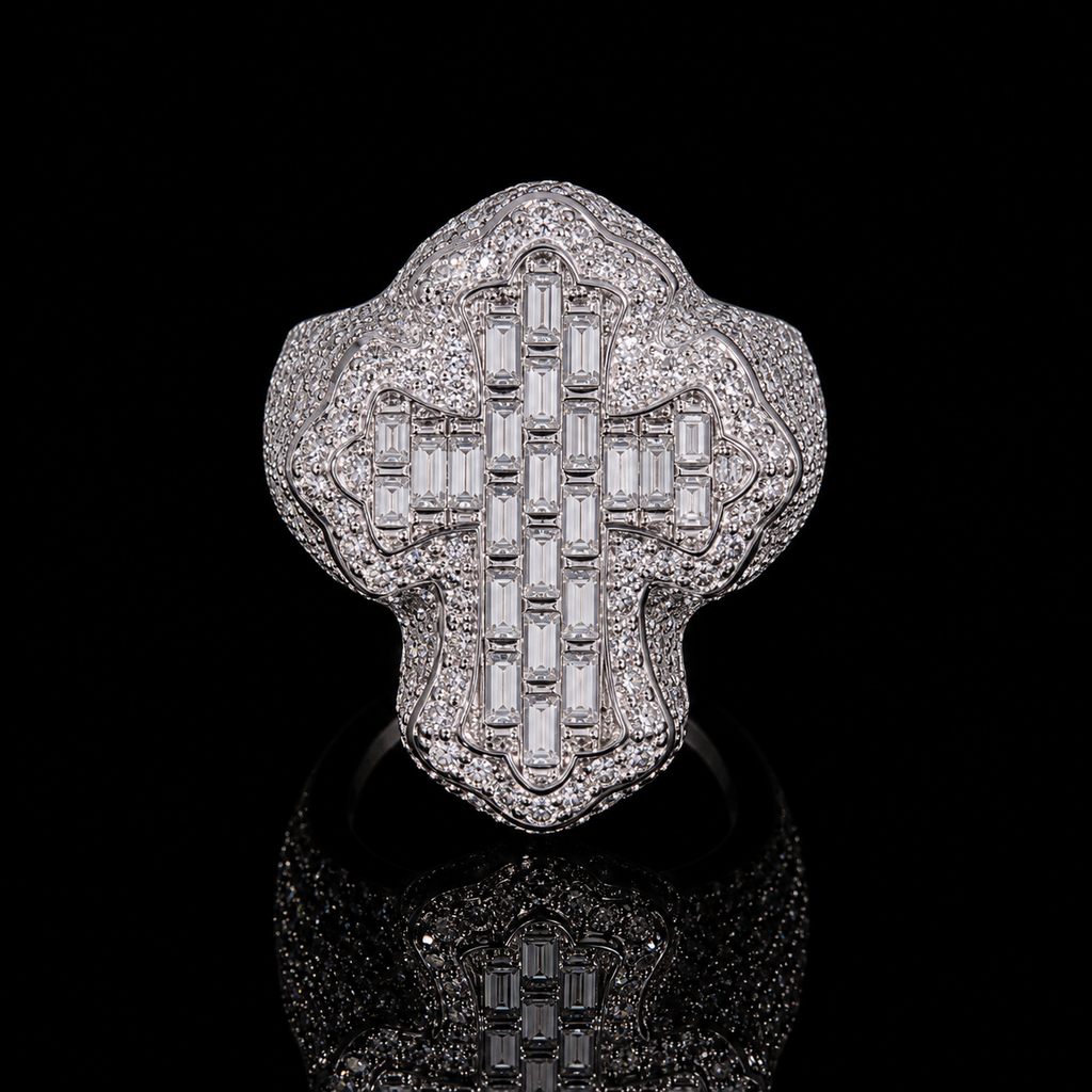 MOISSANITE CROSS RING