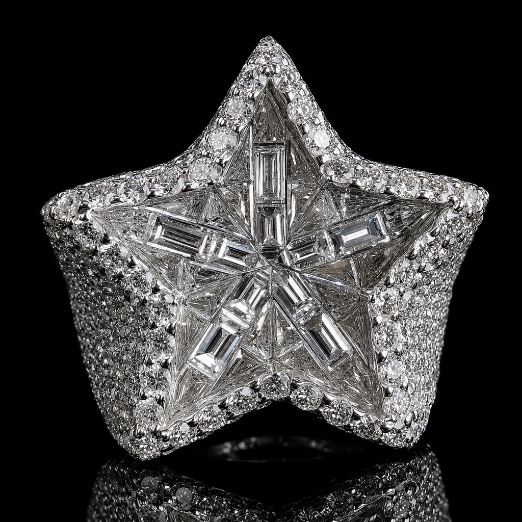 EMERALD BAGUETTE STAR RING