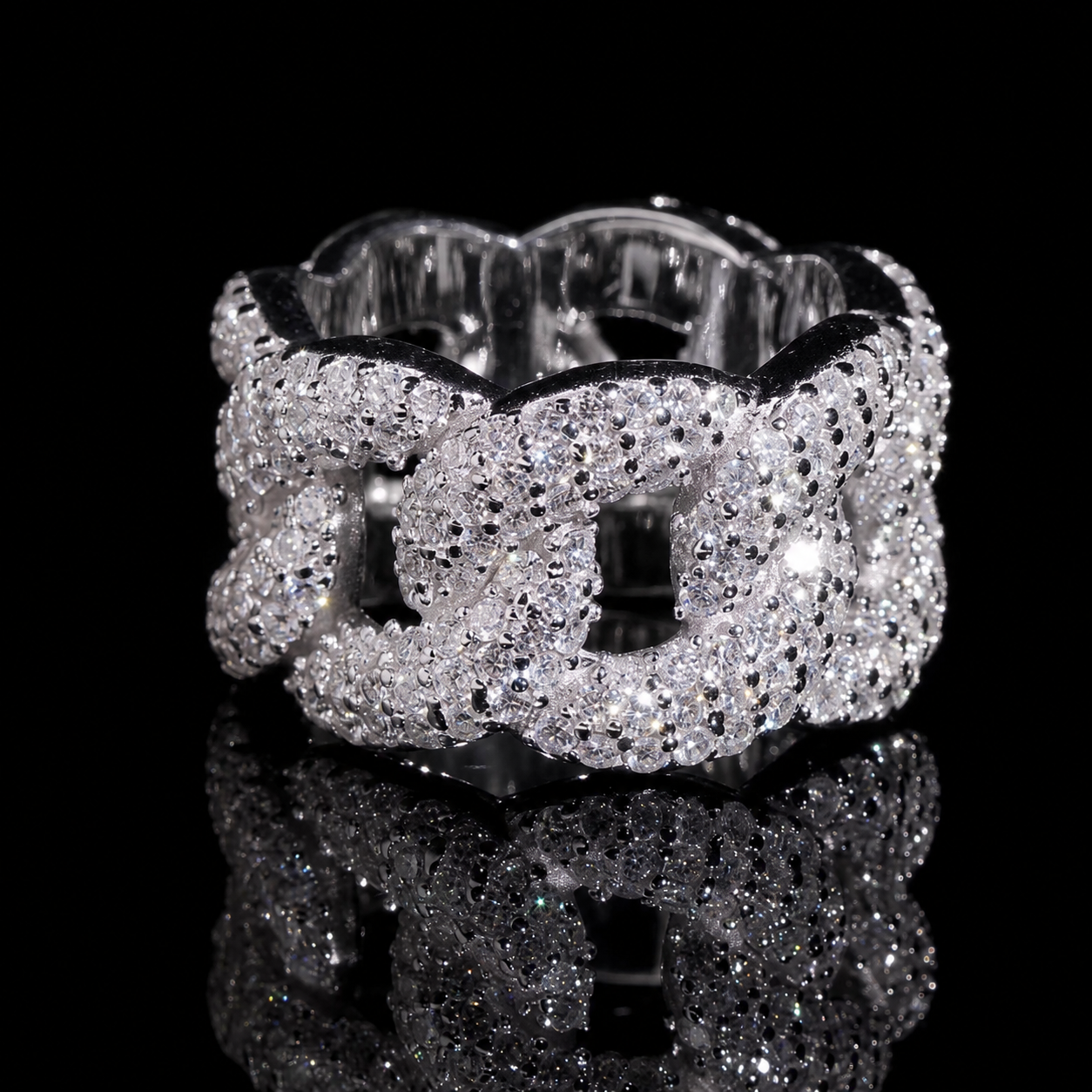 ICED CUBAN LINK RING