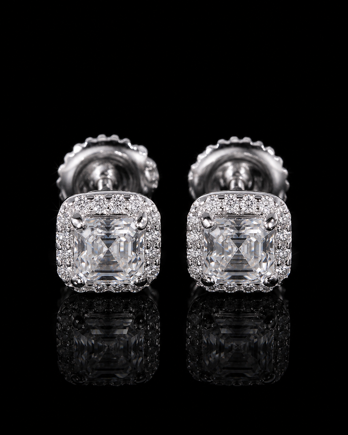 MOISSANITE HALO STUD EARRINGS