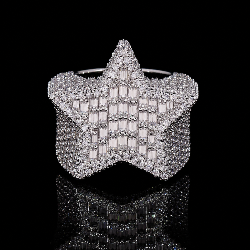 MOISSANITE BAGUETTE STAR RING