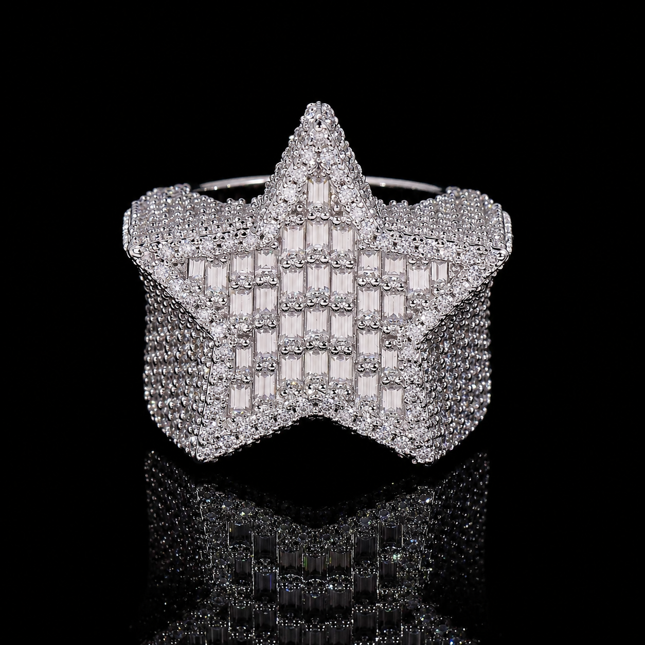 MOISSANITE BAGUETTE STAR RING
