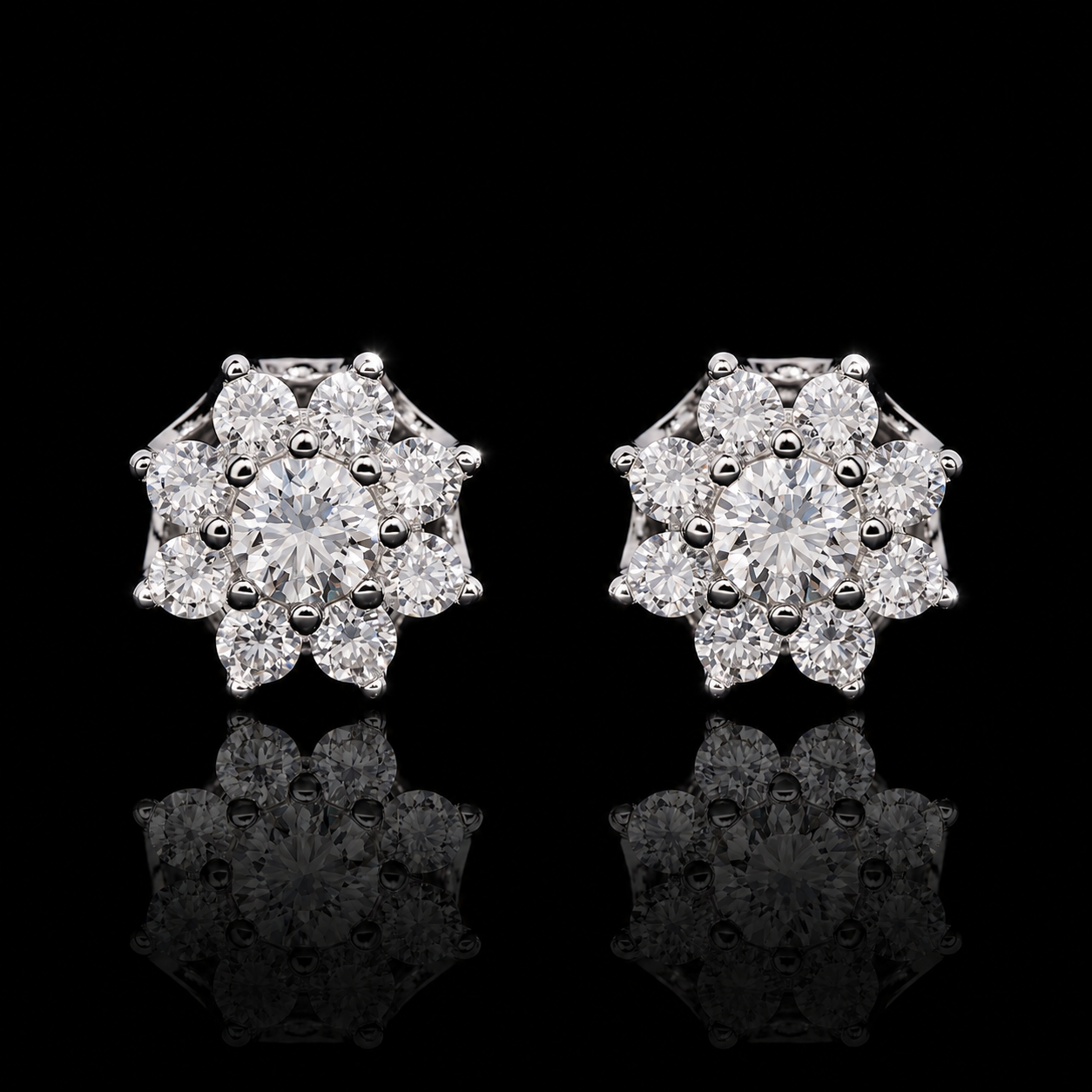EIGHT PETAL FLOWER STUD EARRINGS