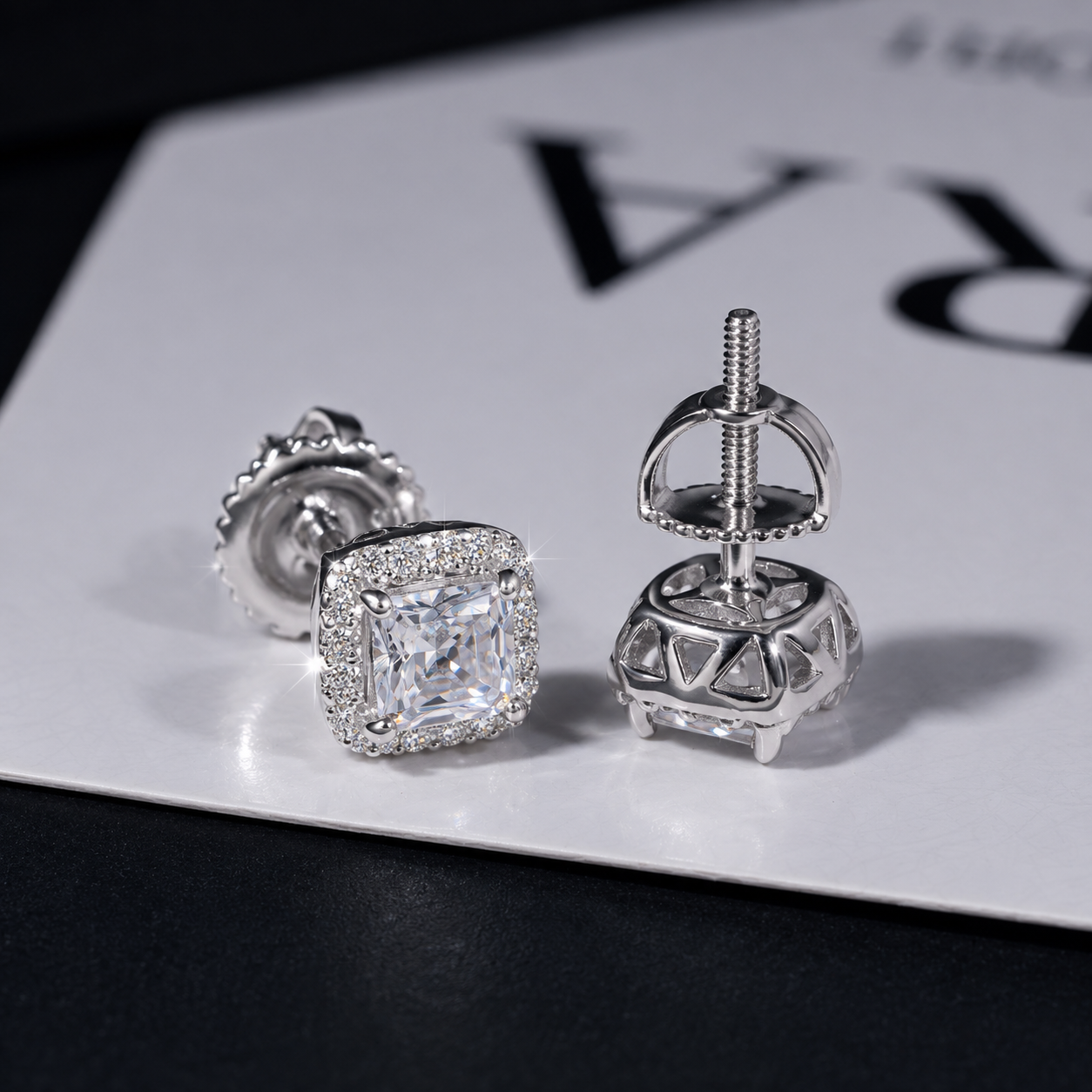 MOISSANITE HALO STUD EARRINGS