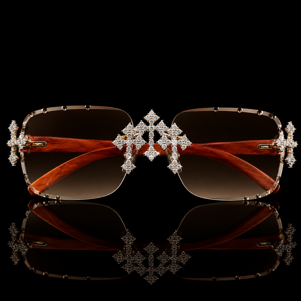 MOISSANITE BOLD CROSS DESIGN SUNGLASSES