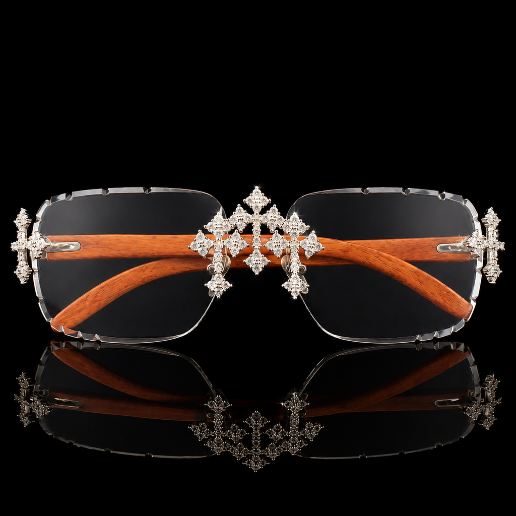 MOISSANITE BOLD CROSS DESIGN SUNGLASSES