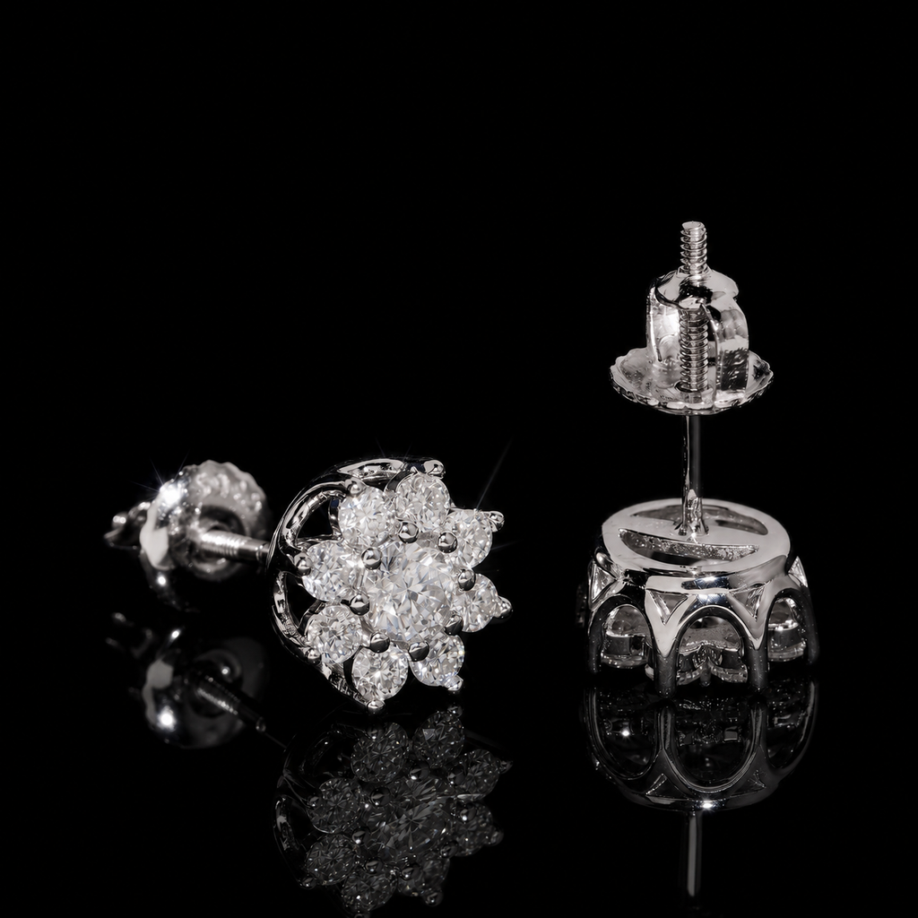 EIGHT PETAL FLOWER STUD EARRINGS