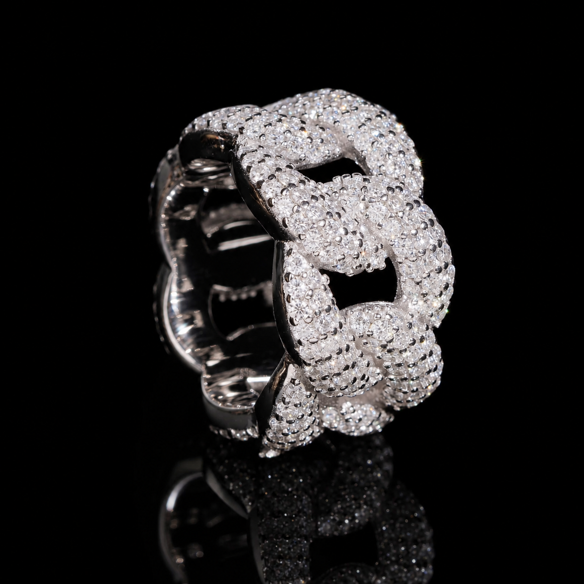 ICED CUBAN LINK RING