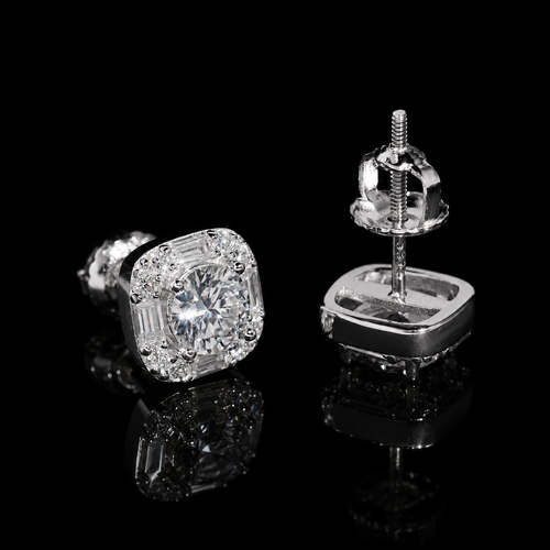 BAGUETTE HALO STUD EARRINGS