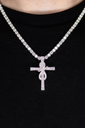 4MM 20 INCH TENNIS CHAIN CROSS PENDANT SET