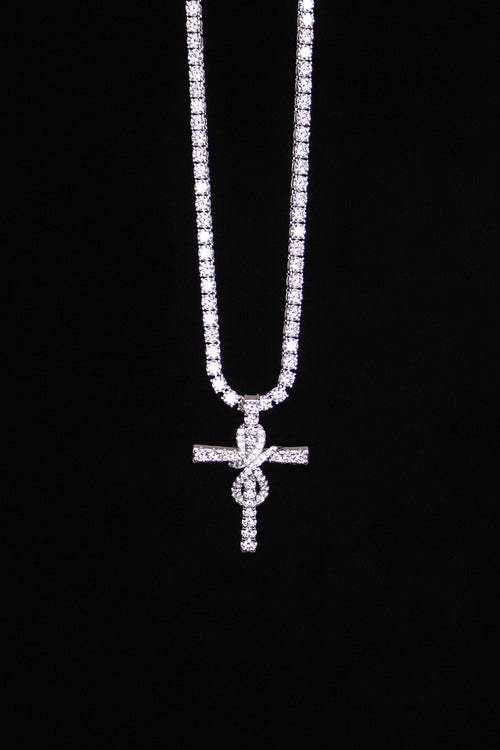 4MM 20 INCH TENNIS CHAIN CROSS PENDANT SET